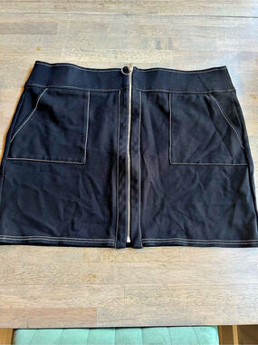INC International Concepts Front-Zip Ring Pull Mini Skirt Black XL